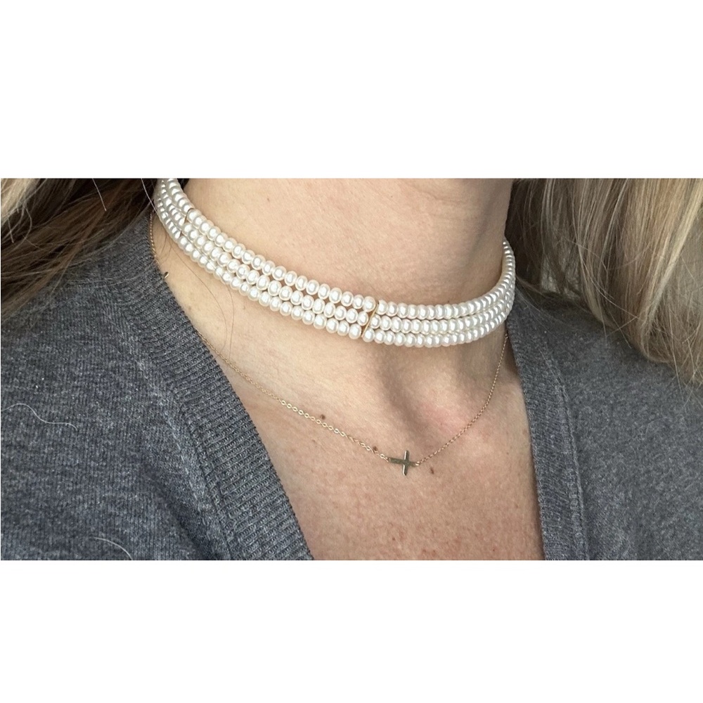 Vintage Elegant White Pearl Choker Necklace